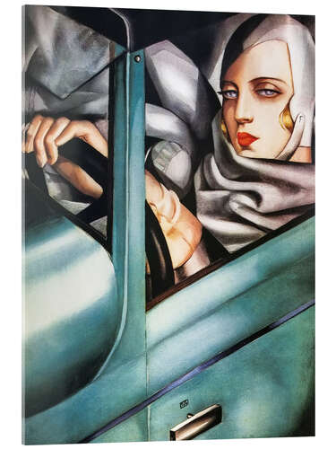 Tableau en verre acrylique Autoportrait (Tamara in a Green Bugatti)