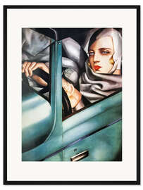 Gerahmter Kunstdruck Tamara im grünen Bugatti, 1929