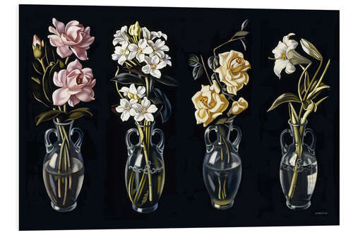 Print på skumplade Cut Flowers in Vases (Four Paintings), 1938