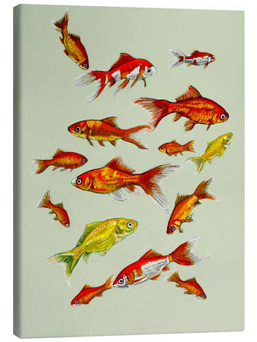 Canvas print Goldfish on soft green