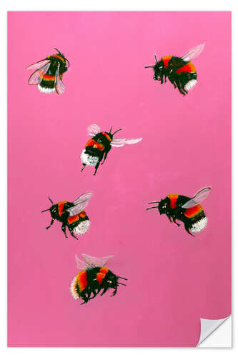Selvklæbende plakat Happy Bumblebees