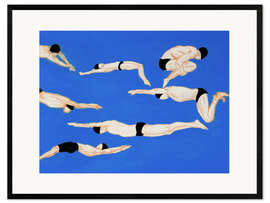 Gerahmter Kunstdruck Schwimmer auf Blau