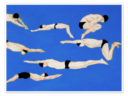 Poster Swimmers on Blue