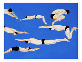 Poster Schwimmer auf Blau