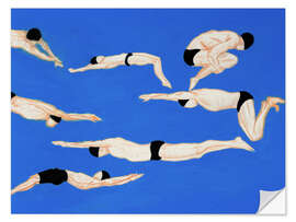 Muursticker Swimmers on Blue