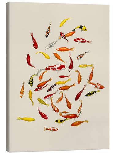 Canvas print Koi fish on cream