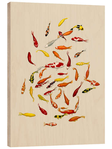 Tableau en bois Koi fish on cream