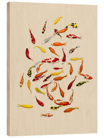 Tableau en bois Koi fish on cream - Kate Kingdom