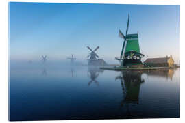 Acrylic print Famous mills of Zaanse Schans at sunrise - Martin Podt