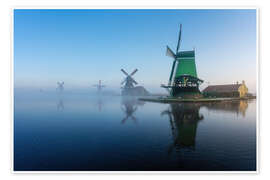 Stampa Famous mills of Zaanse Schans at sunrise - Martin Podt
