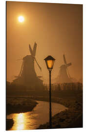 Alubild Holländischen Windmühlen bei Sonnenaufgang - Martin Podt