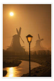 Stampa Light at Dutch windmills at sunrise - Martin Podt