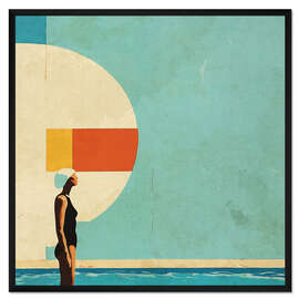 Gerahmter Kunstdruck Mid Century Pool