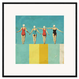 Impression artistique encadrée Four figures on the pool