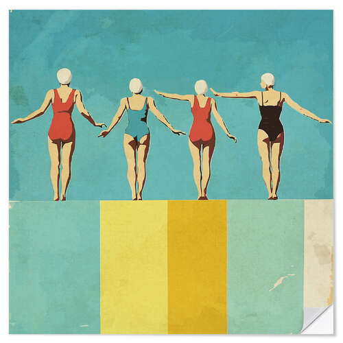Sticker mural Four figures on the pool