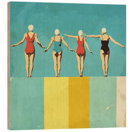 Tableau en bois Four figures on the pool - Layla Oz