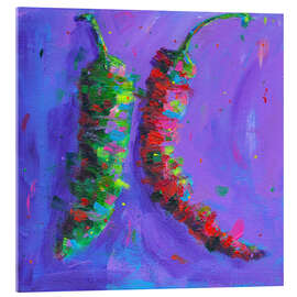 Tableau en verre acrylique Jalapeno Pepper and Red Chilli - Dawn Underwood
