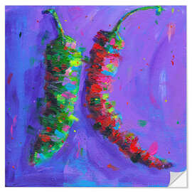 Sticker mural Jalapeno Pepper and Red Chilli - Dawn Underwood