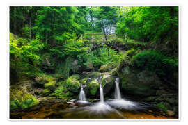 Plakat Bridge and Waterfall at the Schiessentümpel, Luxembourg - Dieter Meyrl