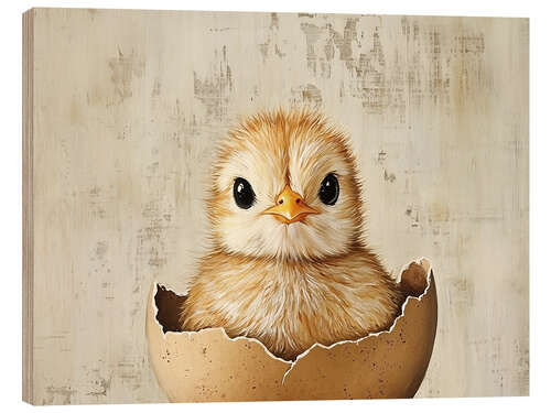 Wood print Baby Chicken