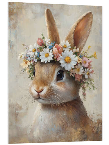 Cuadro de PVC Vintage Easter Bunny with Floral Wreath