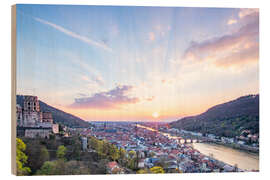 Holzbild Heidelberg im Sonnenuntergang