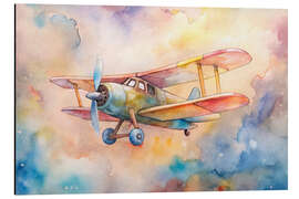 Tableau en aluminium Vintage Biplane - nobelart