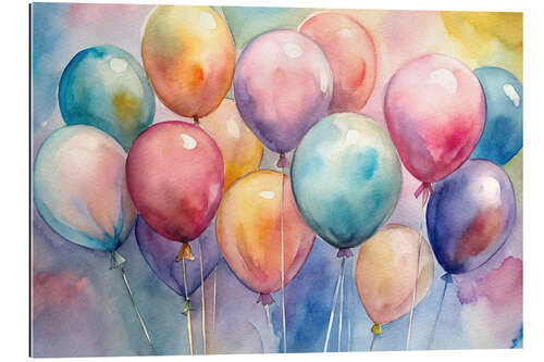 Quadro em plexi-alumínio Watercolour Balloons