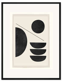 Gerahmter Kunstdruck Kreis und Halbkreise, Minimal - ThingDesign