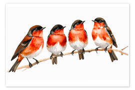Poster Little birds on the branch
