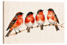 Obraz na drewnie Little birds on the branch - nobelart