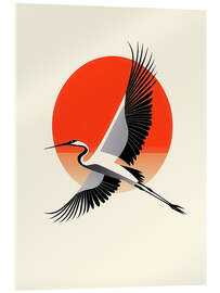 Tableau en verre acrylique Crane in flight - Peter Roder