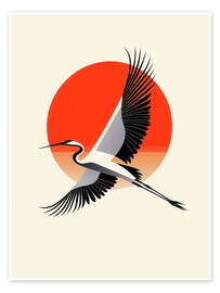 Póster Crane in flight - Peter Roder