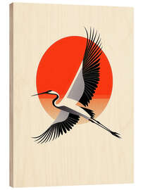 Wood print Crane in flight - Peter Roder