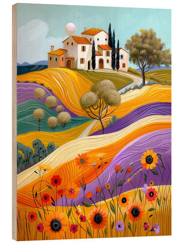 Stampa su legno Colorful world in Tuscany