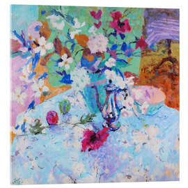 Akryylilasitaulu Still life with flowers and coffee