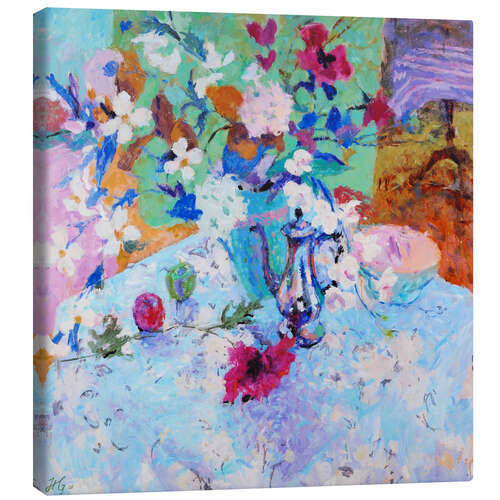 Canvas print Still life with flowers and coffee