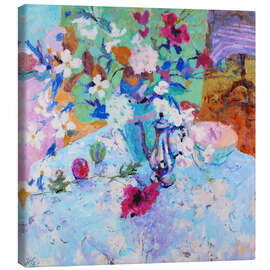 Canvas print Still life with flowers and coffee