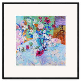 Framed art print Still life with flowers and coffee