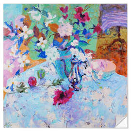 Wandsticker Stillleben mit Blumen und Kaffee