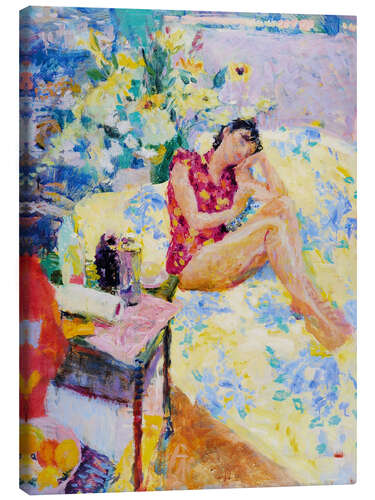 Canvas print Studio interior with sleeping woman