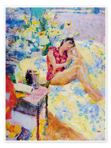 Poster Studio interior with sleeping woman