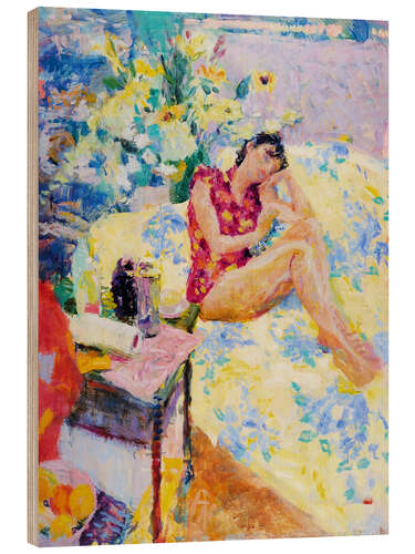 Cuadro de madera Studio interior with sleeping woman