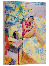 Quadro de madeira Studio interior with sleeping woman - Hugo Grenville