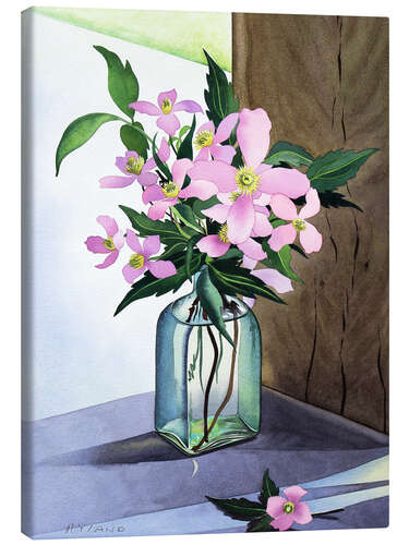 Lienzo Still life with pink clematis