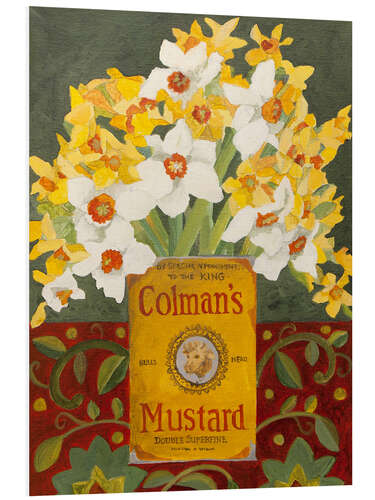 Foam board print White and yellow daffodils in Colman's mustard tin