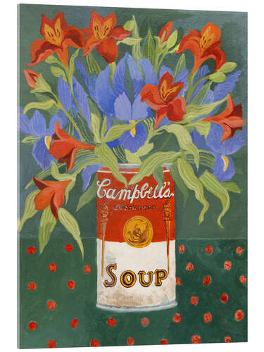 Acrylic print Iris and Alstroemeria in Campbell's soup can