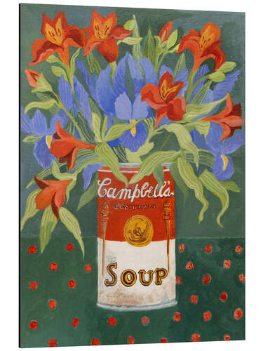 Aluminium print Iris and Alstroemeria in Campbell's soup can