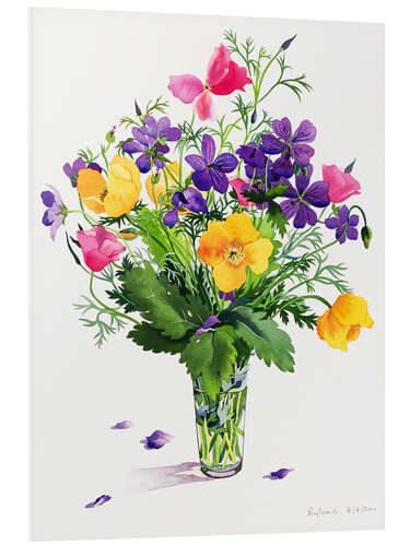 Foam board print Poppies and geraniums