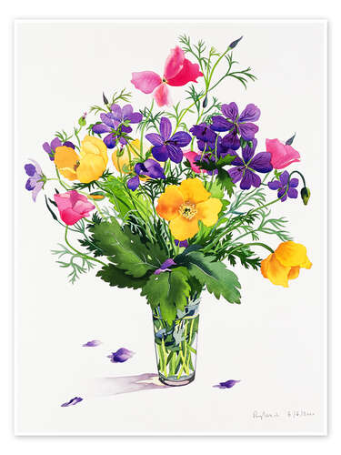 Poster Poppies and geraniums